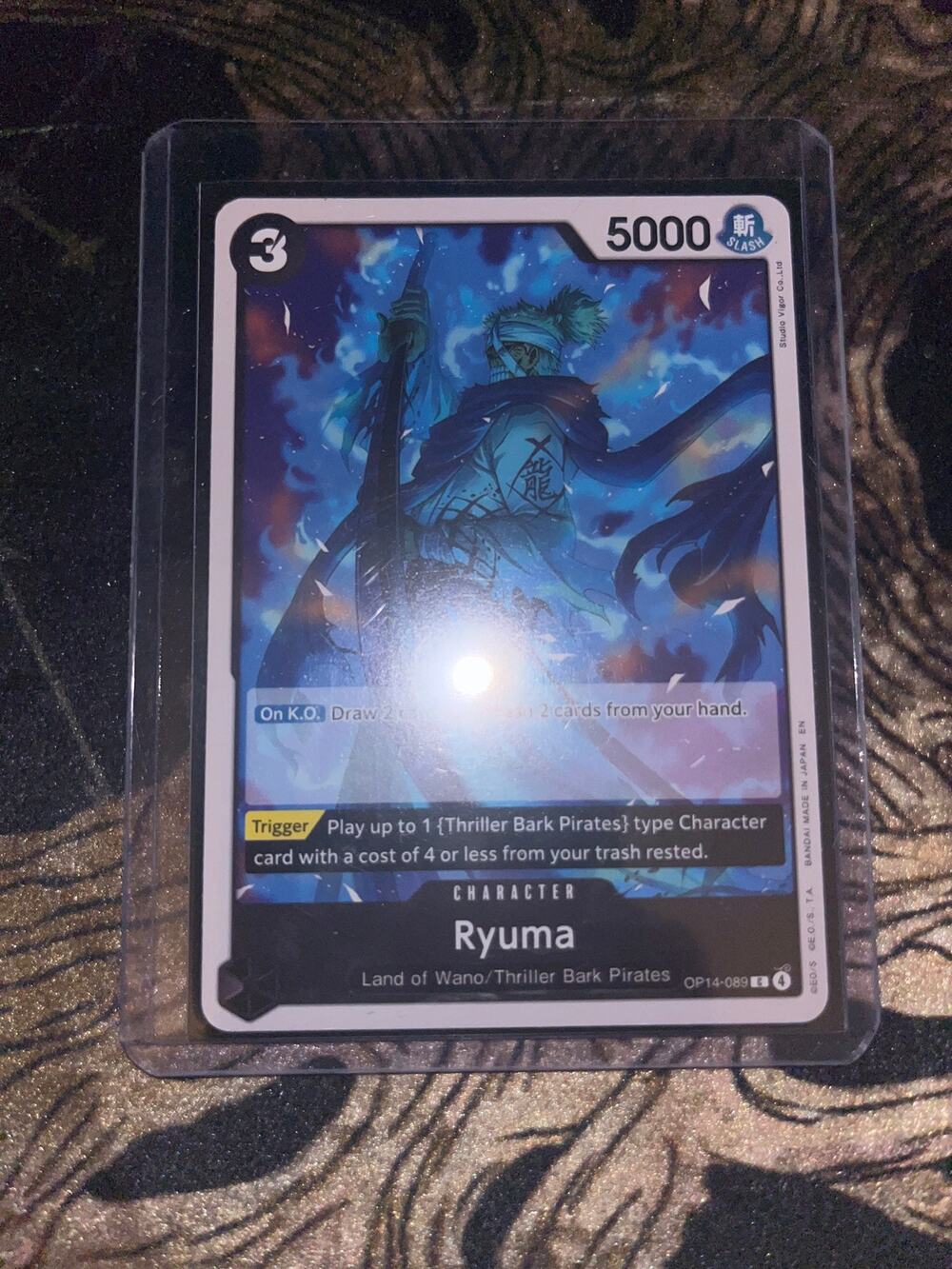 Ryuma character card from the One Piece Card Game's "The Azure Sea's Seven" set.